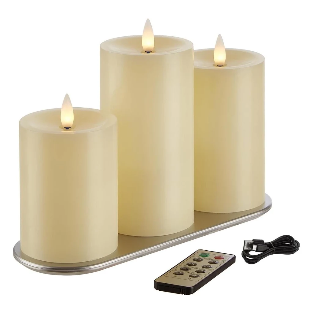 Rechargeable Flameless Candles, Set of Three